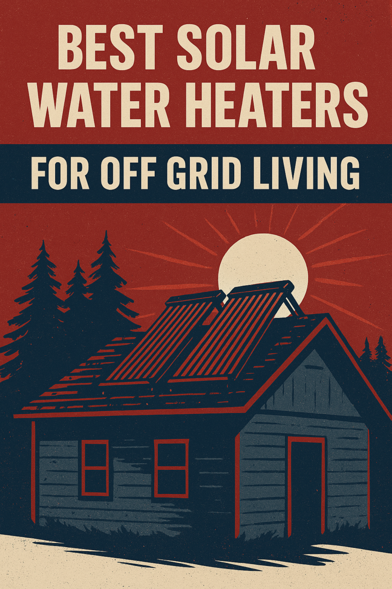 “Solar water heater system on off grid home with patriotic vintage design”