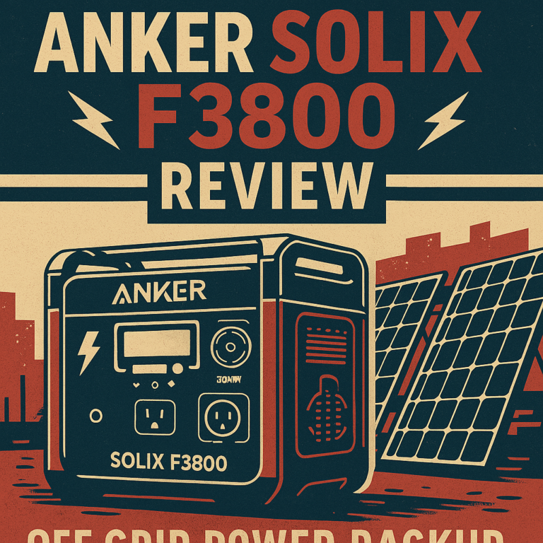 “Anker SOLIX F3800 Plus solar generator in off grid power setup with patriotic styling”