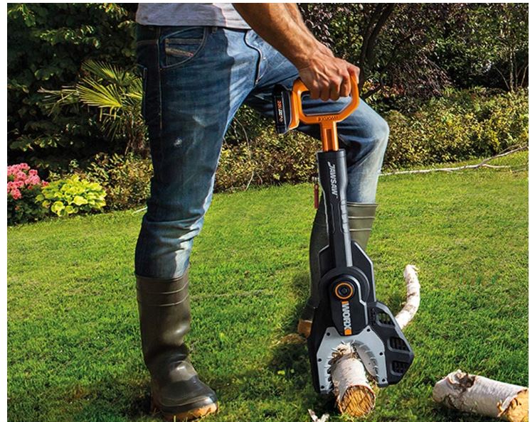 WORX JawSaw WG320 with its unique jaw design for safer cutting