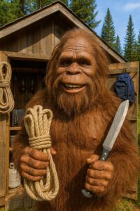 Wattson the off-grid sasquatch mascot explaining emergency preparedness and survival strategies for grid-down scenarios